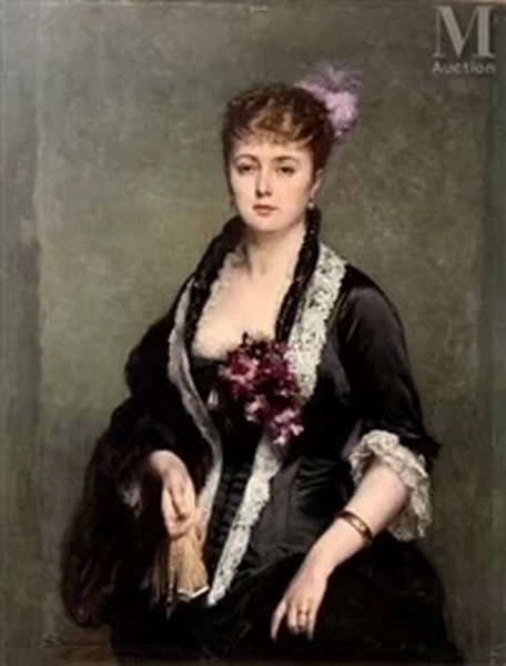 Elegante donna con ventaglio, 1881
